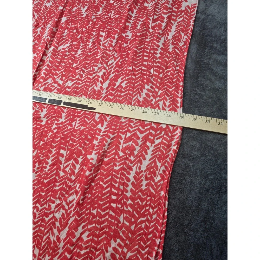 Boden Red White Leaf Print Scarf 100% Viscose Lightweight Rectangle NWT